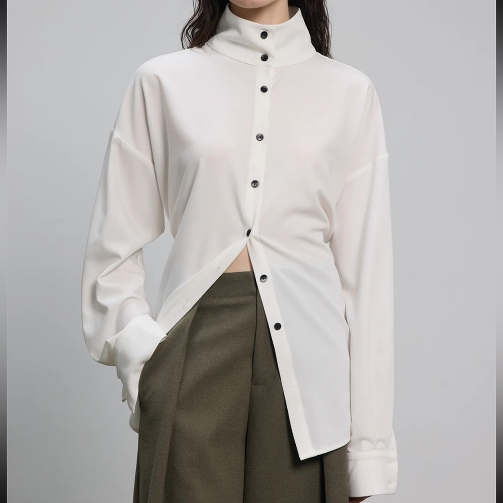 Open Roles white stand collar shirt blouse S